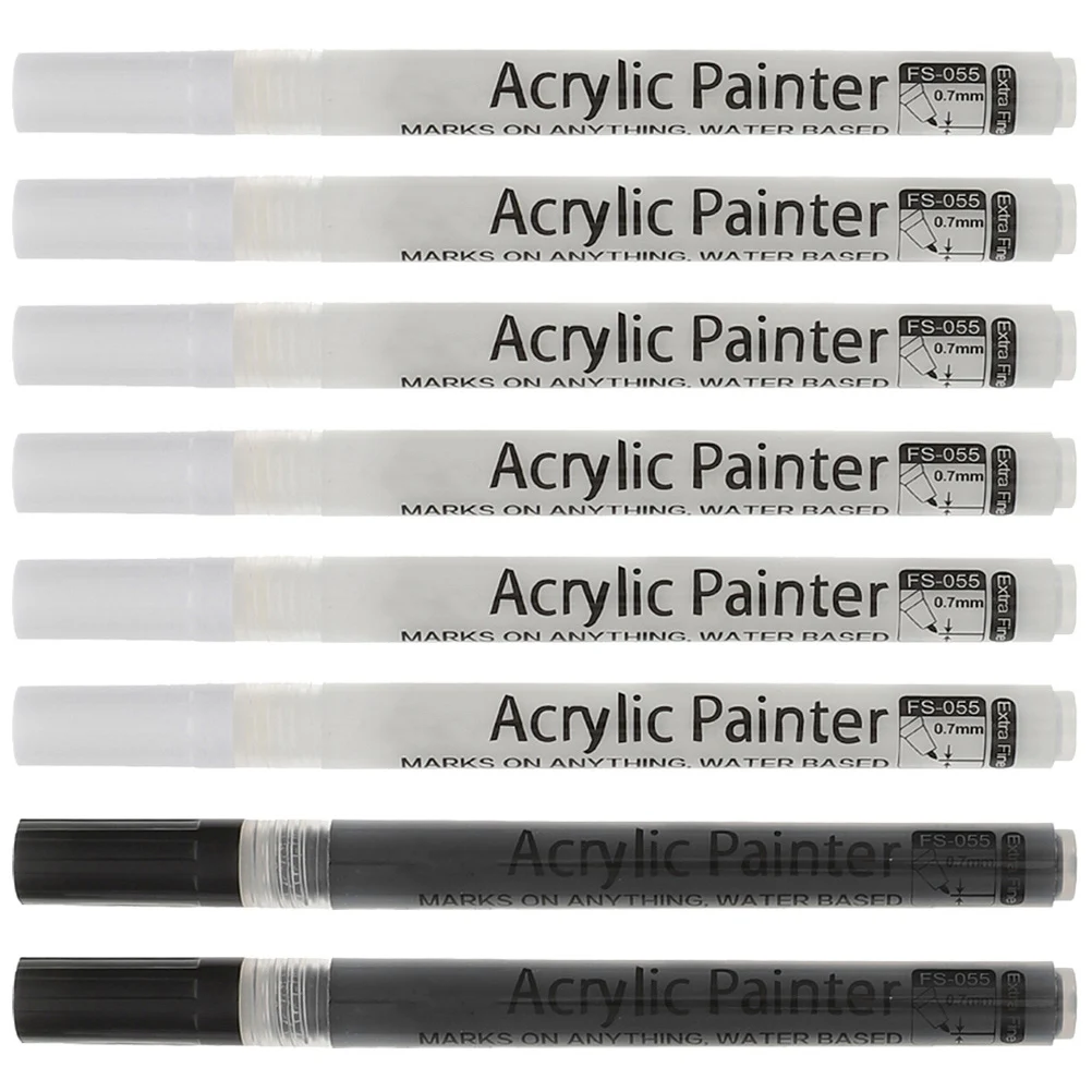 

8 Pcs Acrylic Paint Pens Paint Pens White Color Markers for Black Paper Fine Tip Graffiti Painting Writing Supplies