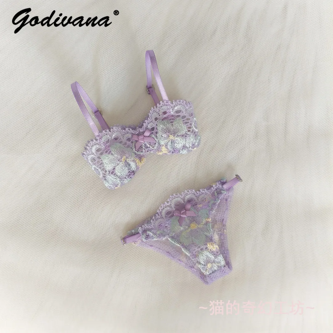 1/3 1/4 Bjd Doll Clothes Lace Floral Embroidery Bra Underwear French Heavy Underwear Set Including Bra and Panties No Doll