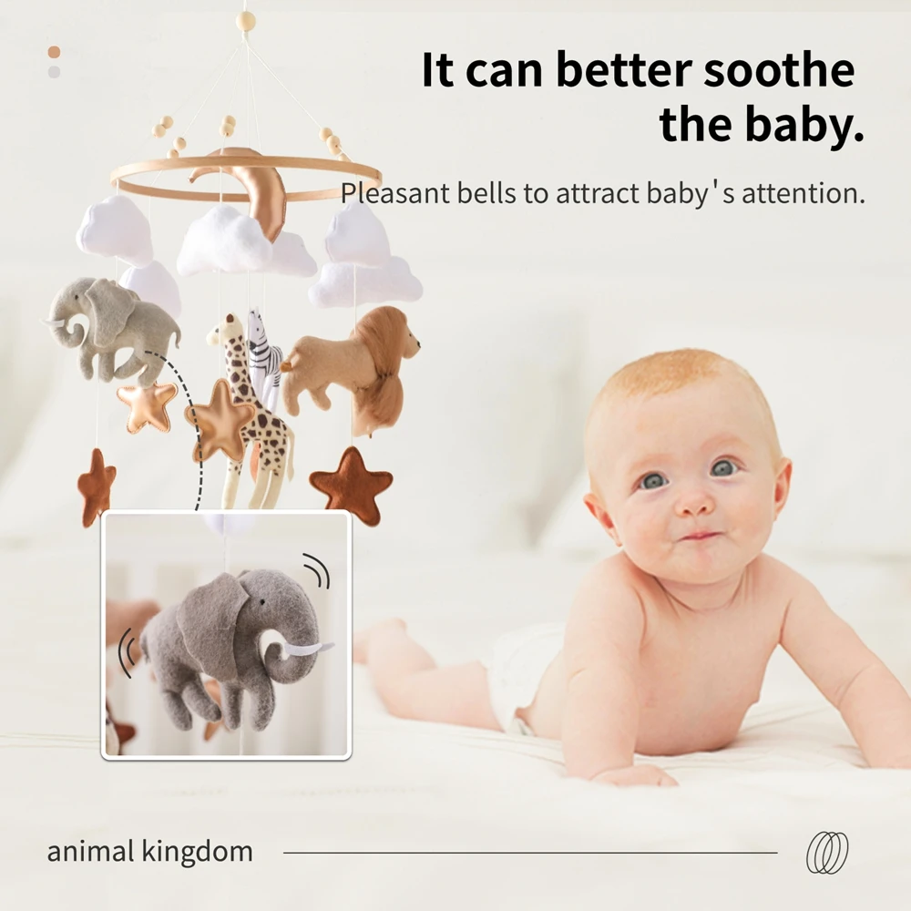 Culla Mobile Sonaglio Giocattolo 0-12M Neonato Animali della Foresta Mobile Appeso Giocattolo Letto Campana Musica Giocattolo Mobile Infantile Culla Staffa di Supporto
