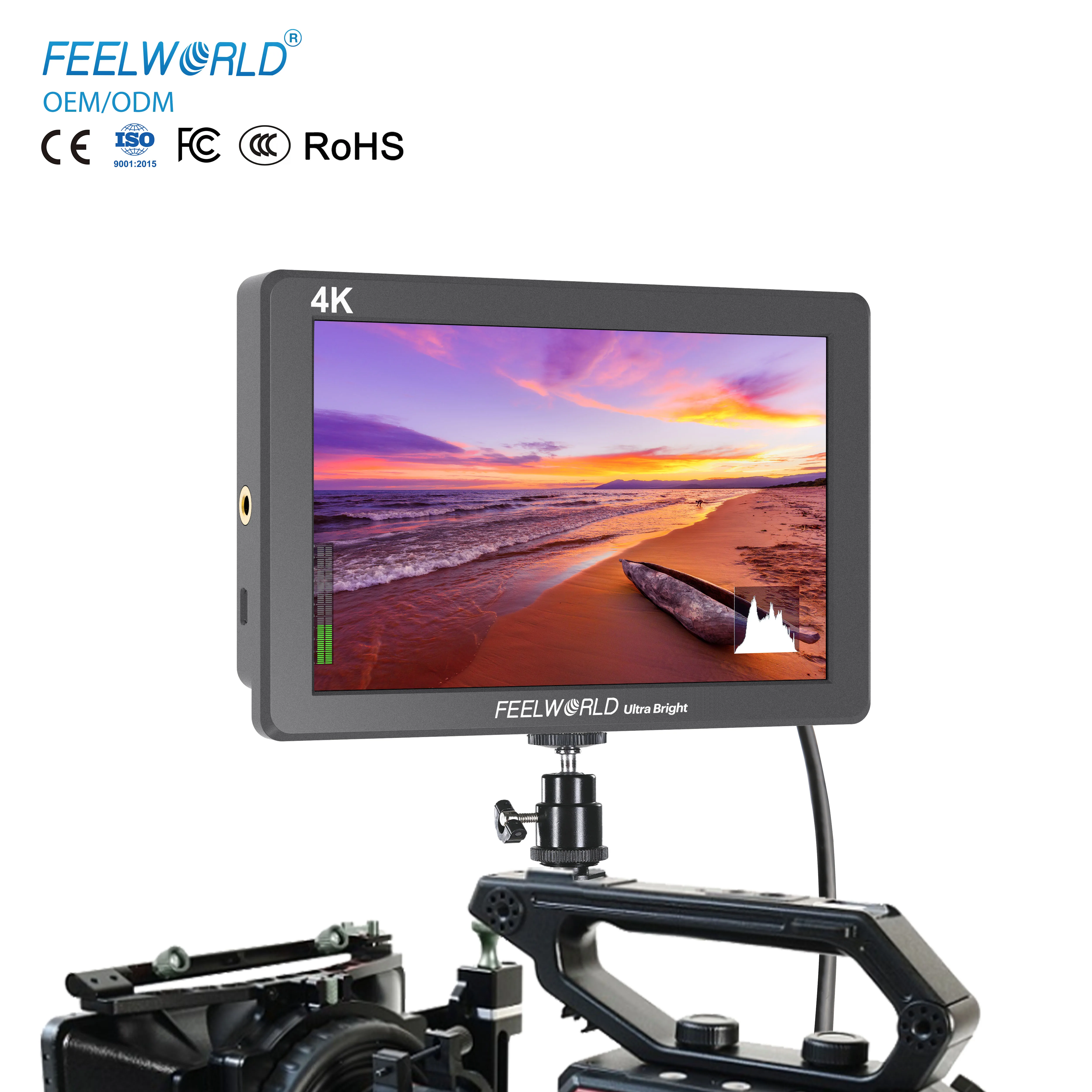 

X FEELWORLD P7S Camera Monitor 7 Inch 2200nit Ultra Bright Sunlight Readable 3G-SDI/4K HDMI I/O for DSLR OEM/ODM Factory Direct