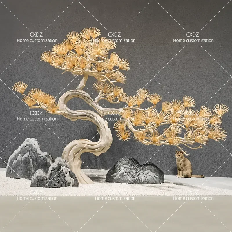 New Chinese Style Artificial Pine Tree Cedar Masson Pine Indoor Large Decorative Fake Tree Floor Standing Ornament for Home