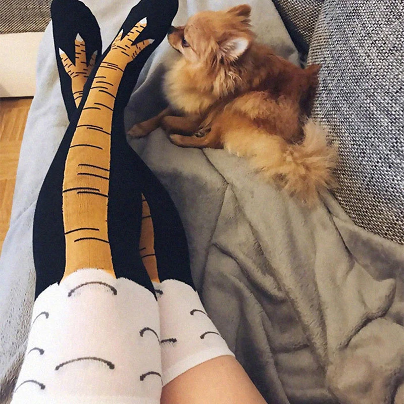 1 Paar Hühner füße Socken Oberschenkel hohe Strümpfe Knielange Hühner füße Socken hohe Füße Socken lustige Hühner füße Socken