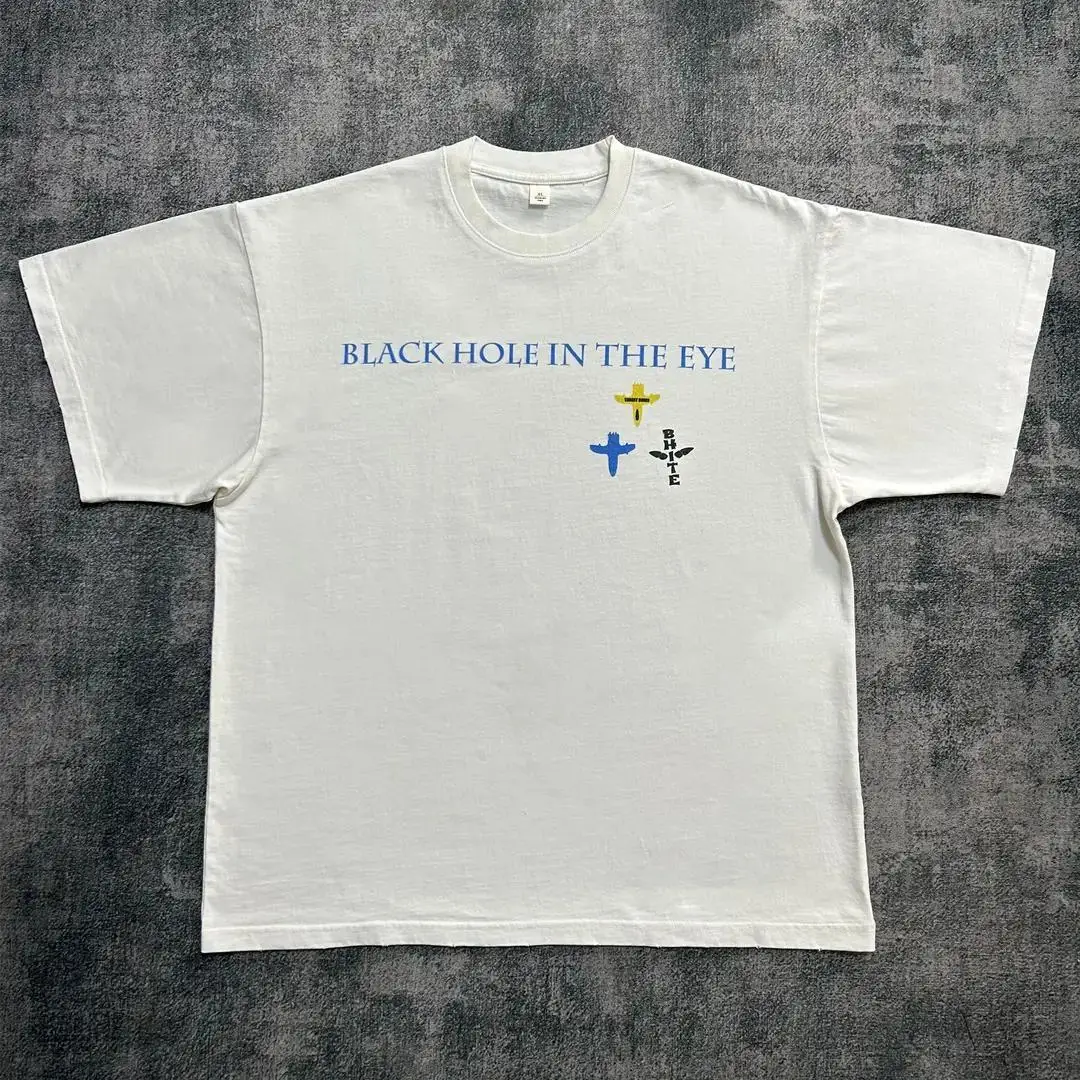 Black Hole Eye Season 12 TD Collaboration T-shirt 280g Combed Cotton Simple Heavy Clean and Destructive Short Sleeve