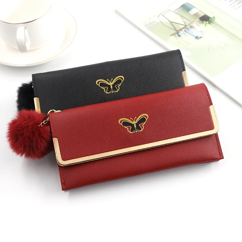 

Fashionable Casual Commuter Women's Wallet, Long Butterfly, Solid Color Change, Bank Card, Clutch, Wallet, Coin Purse