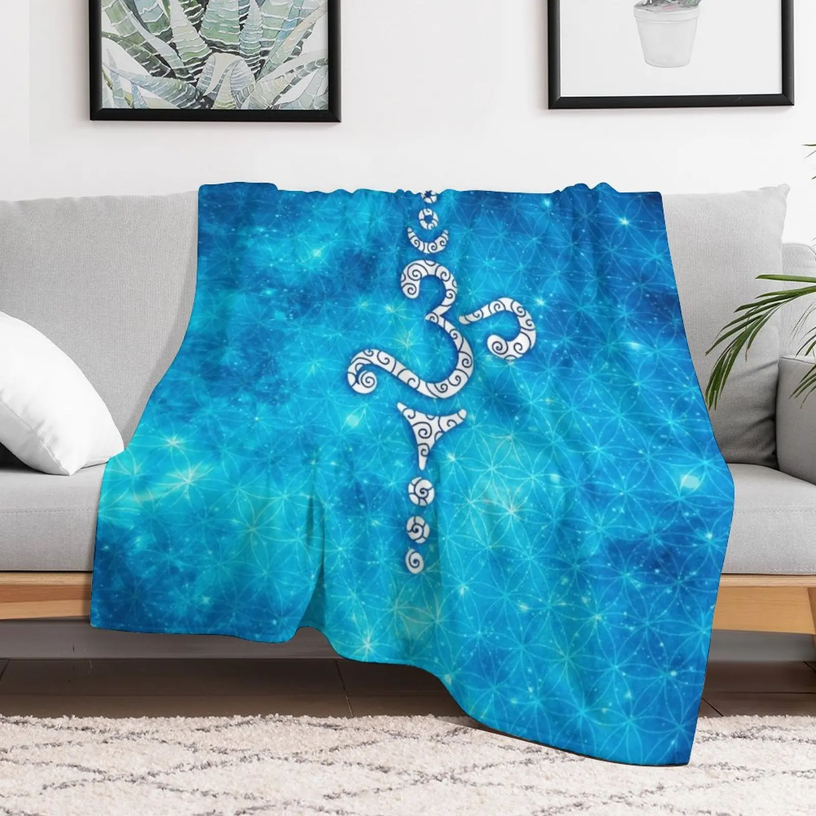 OM Mantra, Sound of the Universe, Flower of Life Throw Blanket Sleeping Bag Camping Summer Beddings Blankets