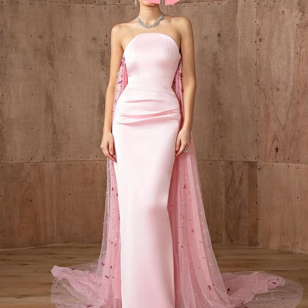 

Women High quality Classic Exquisite Jersey Pleat A-line Strapless Long Dresses Prom Dresses Customized