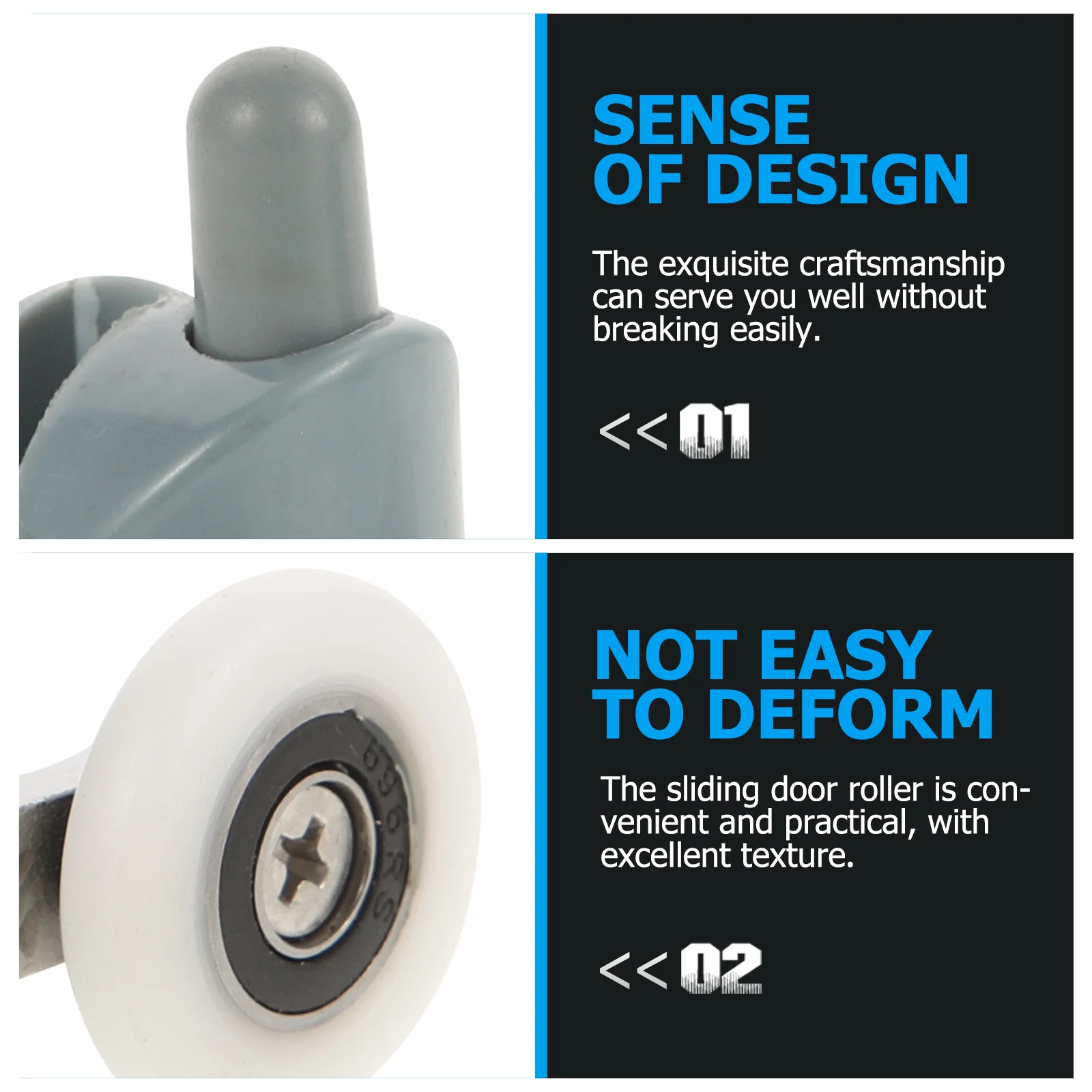 

4Pcs Sliding Door Roller Durable Cabinet Pulley for Barn Shower Glass Door Smooth Sliding Hardware Wheel Trolley Assembly