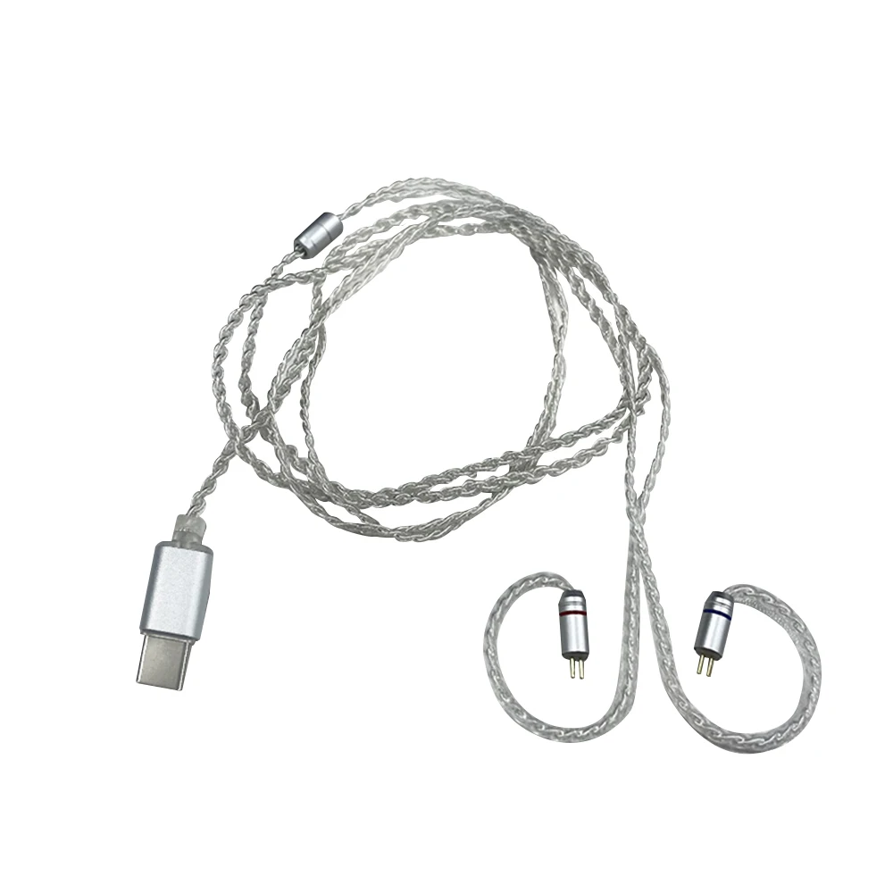 ND D7 Four Strand Silver Plated Type-C Cable High-purity Oxygen Copper Dual Pin Plug HiFi Earphone Cable