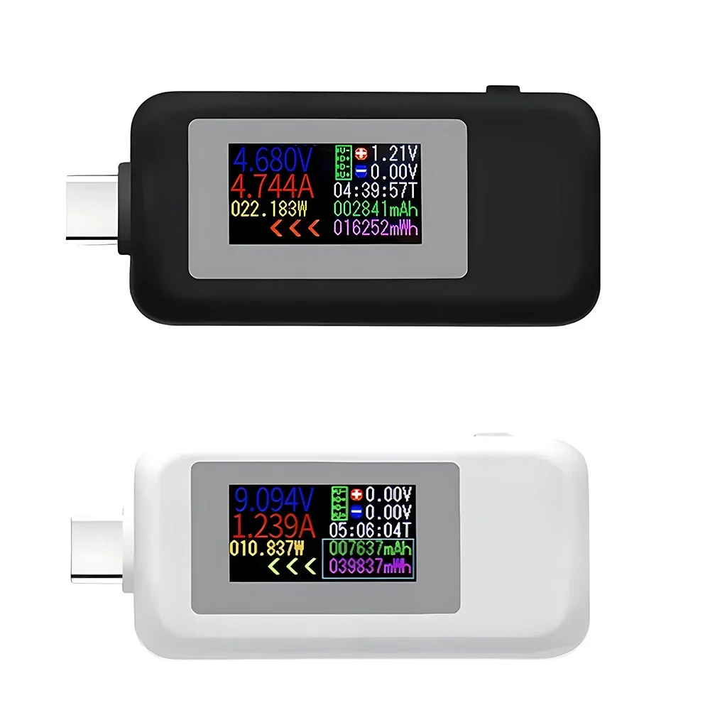 Type-C USB Tester 4-Digit Color Monitor 4-30V Volt Meter Current Power Detector Compatible w/ QC2.0/3.0/PD/Samsung Fast Charging