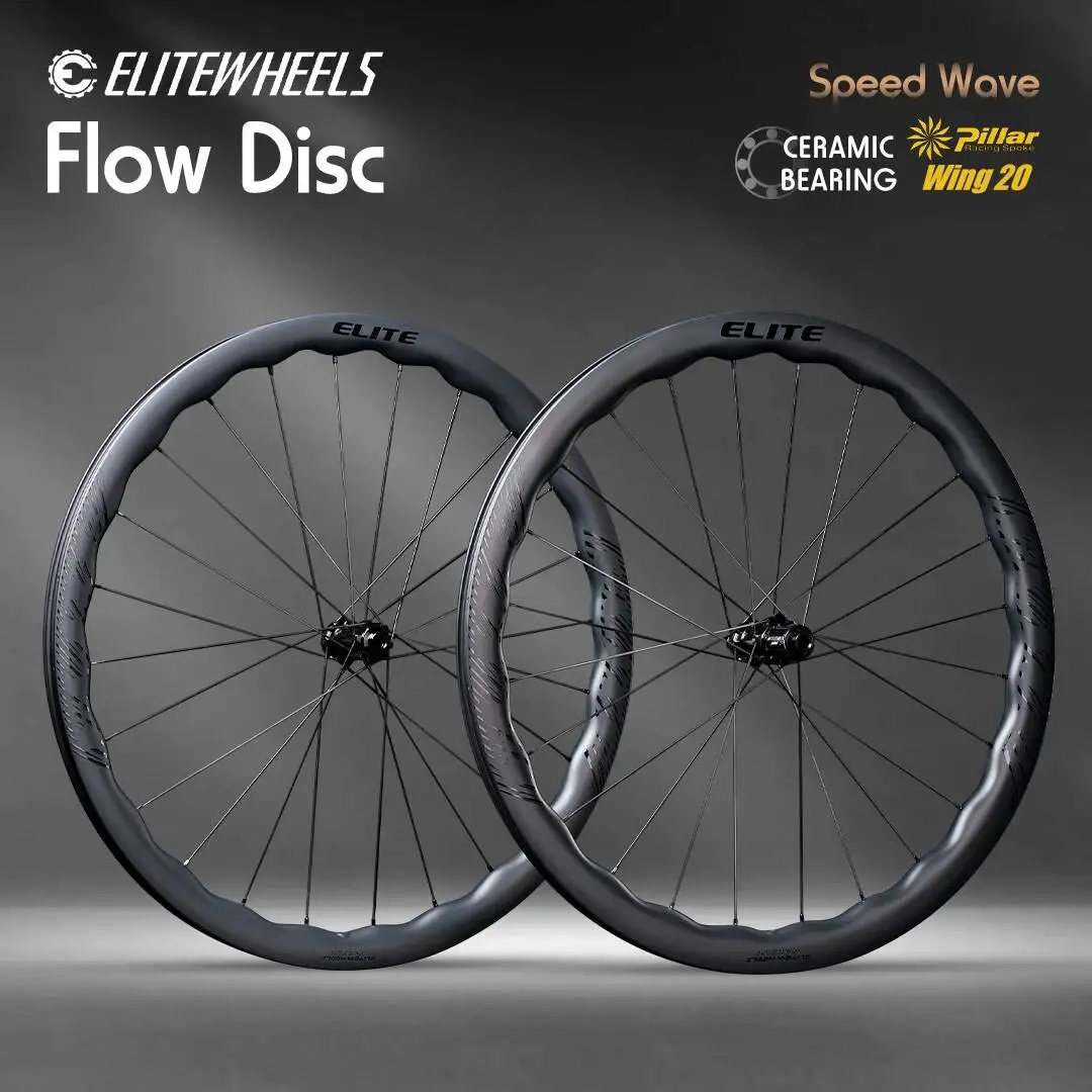 

ELITEWHEELS FLOW Road Disc Brake Cycling WAVE Ratchet/Pawl Wing20 Spoke 40/45mm Wheels AERO 700C Carbon Wheelset