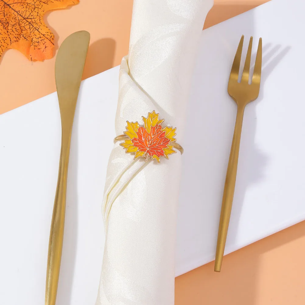 

4Pcs Turkey Maple Leaf Napkin Rings Party Table Decor Thanksgiving Dinner Napkin Buckles Metal Home Ornament Buckle