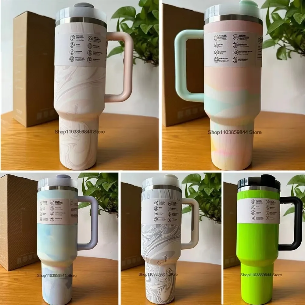 

2024 alça tampa de palha acero inoxidable 30oz/40oz caneca de carro isolada a vacuo parede dupla térmica copo de viagem gelado