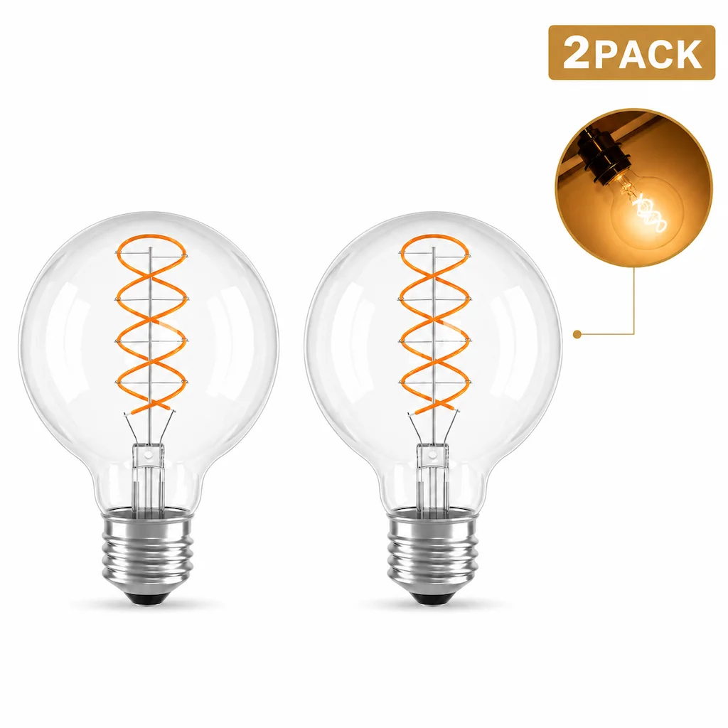 G80 Spiral Filament Edison LED Globe Bulb E27 4W 2700K