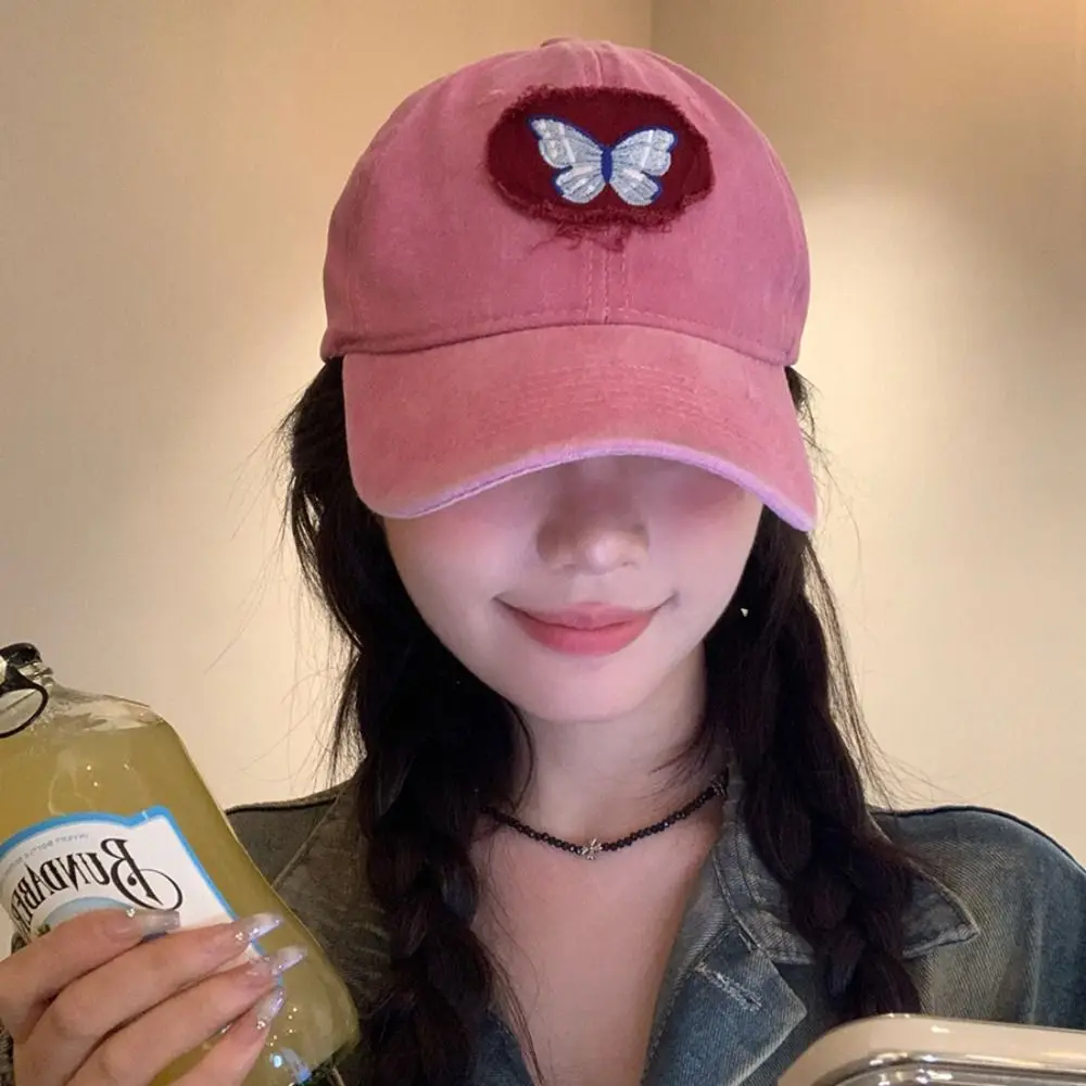 

Sunscreen Hat Embroidery Children Baseball Cap Cotton Thin Baseball Hat Simple Butterfly Cartoon Peaked Cap Spring/Summer