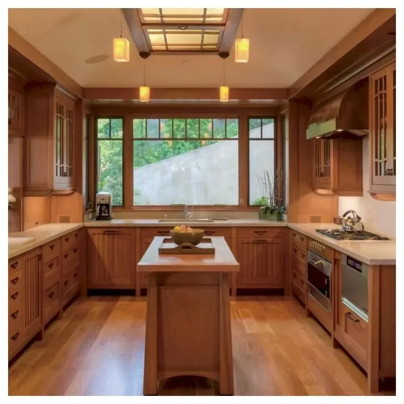 High Performance Solid Wood Beech Cabinet with Tiled Countertops and 3 Doors Modern Design