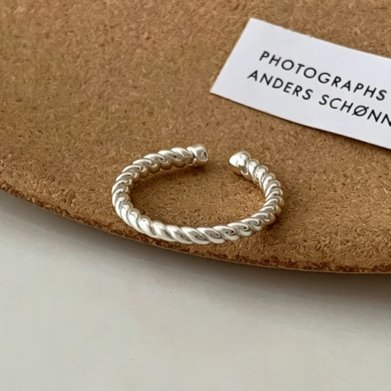 Women's 925 Sterling Silver Adjustable Black Stone Stackable Ring