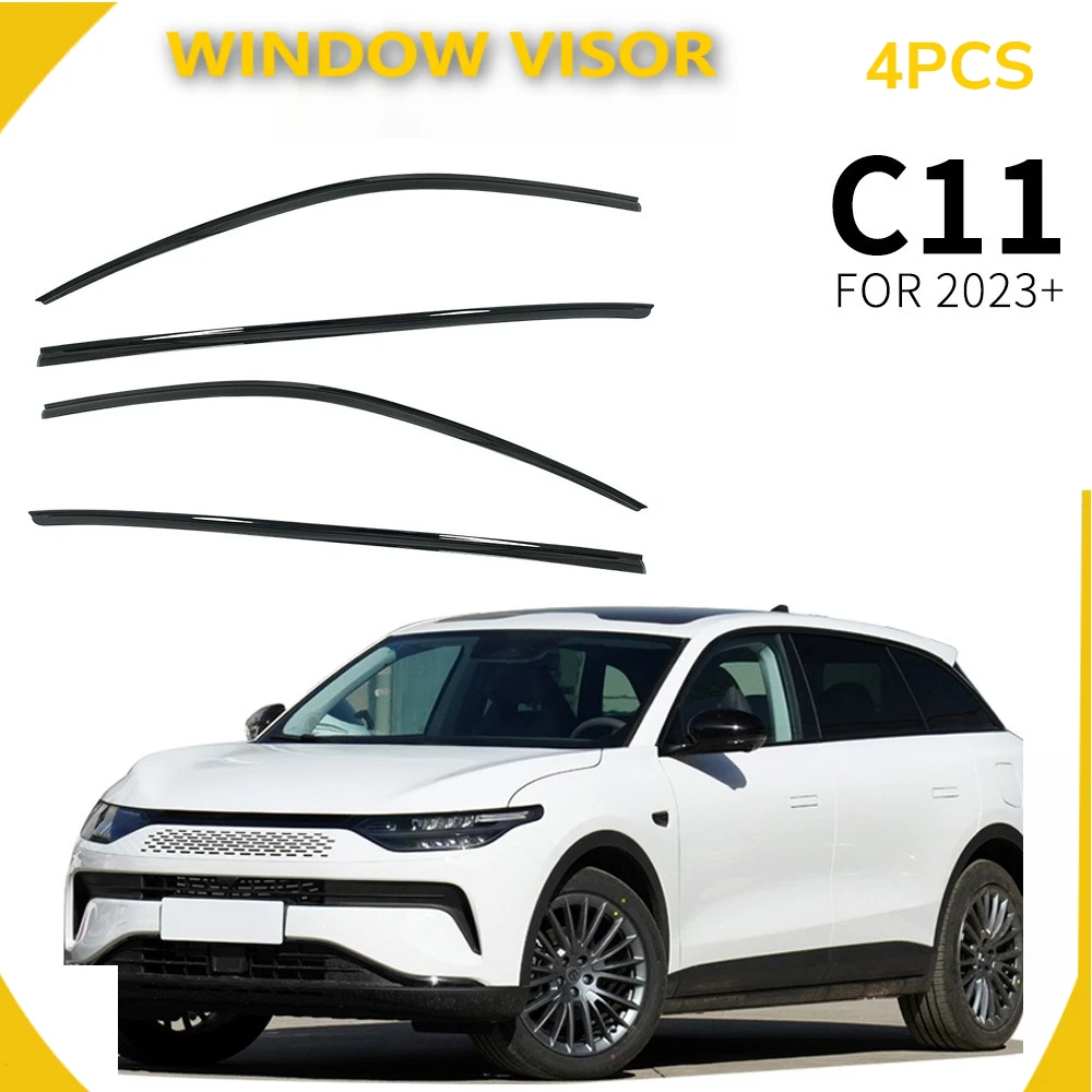 4PCS Chrome Window Visor Fit For Leapmotor C11 2023+ Rain Guard Side Wind Deflector