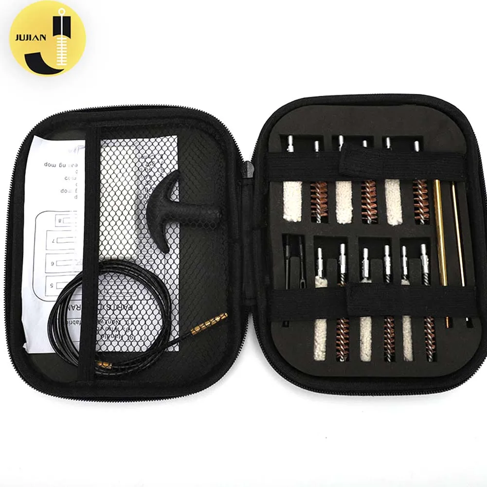 Gun Cleaning Cleaning Kit .22,.357,.38,9mm,.45 Caliber Pistol Cleaning Kit Bronze Bore Brush and Brass Jag Adapter Accessories