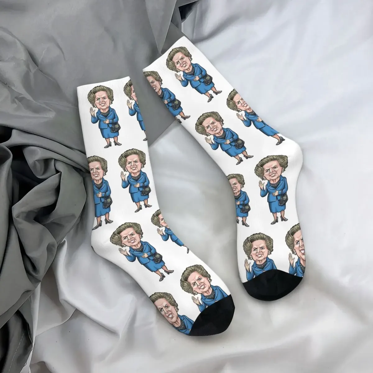 Chaussettes Harajuku Margaret Thatcher pour hommes et femmes, chaussettes longues toutes saisons, bas de haute qualité, accessoires pour cadeaux