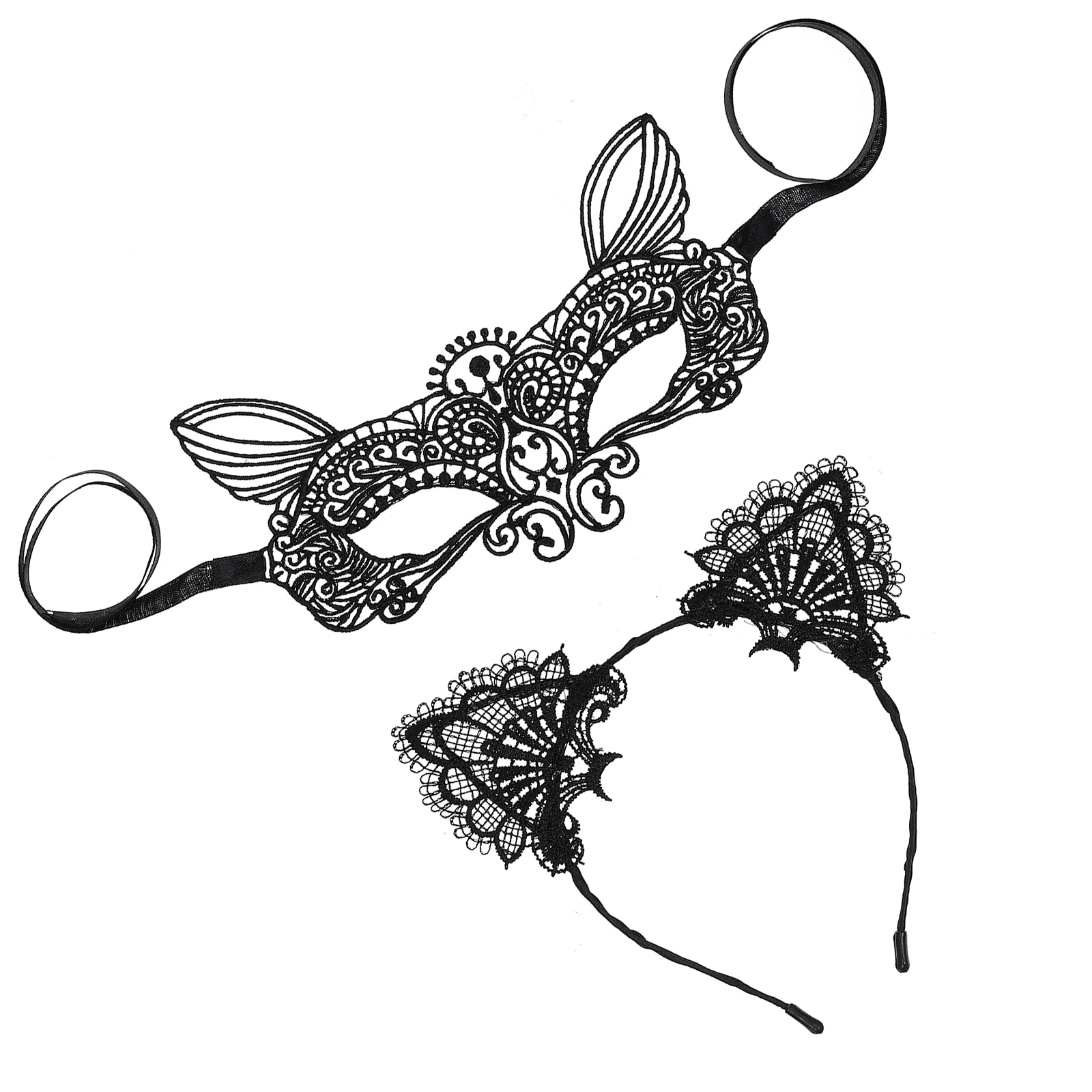

Lace Headb Headdress Kit Lightweight Material Comfortable Elegant Design Selfie Photo Decoration Family Friends Cosplay Mask