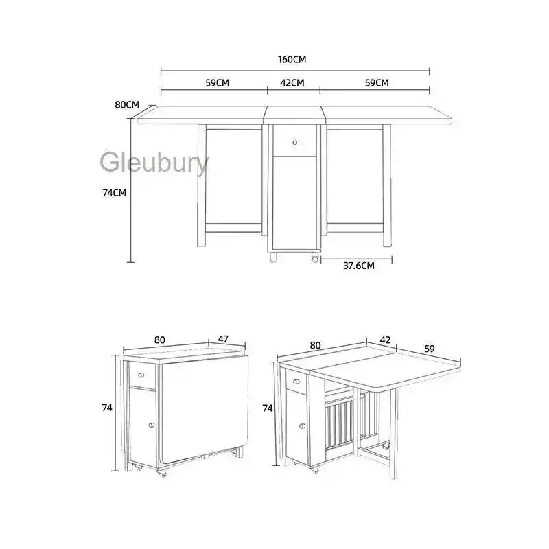 Sillas Plegables para Comedor, Juego de 6 Mesas, Mesa de Comedor Cuadrada Extensible de Lujo Vintage, Mesas y Sillas de Comedor Nórdicas, Muebles de Cocina