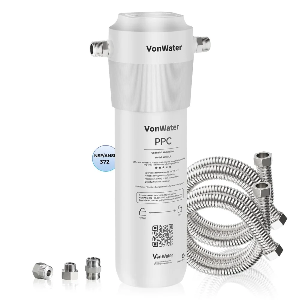 Under Sink Water Filter System 18000 Gallons Direct Connect 1/2 inch Kitchen Faucet Filtration Filters Odor Reduction Fast Flow