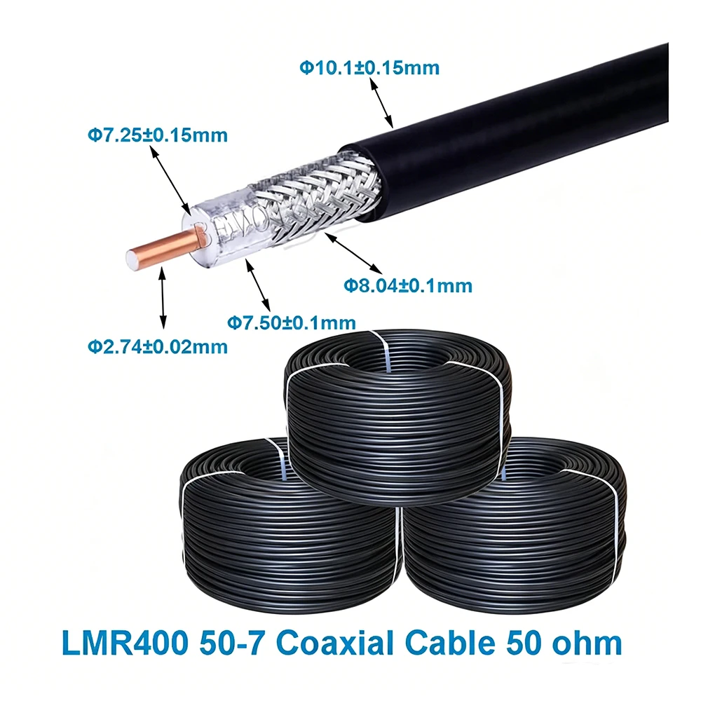 LMR-400 LMR400 Cable 50 Ohm 50-7 RF Coaxial Pigtail High Quality Low Loss RF Coax Cable Jumper Cord 1M-50M