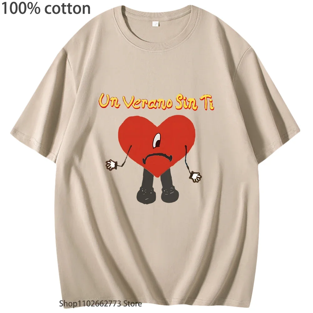 Koszulki damskie z krótkim rękawem Bad Bunny Un Verano Sin Ti Album, urocza modna letnia koszulka, 100% bawełna, okrągły dekolt, koszulka damska męska