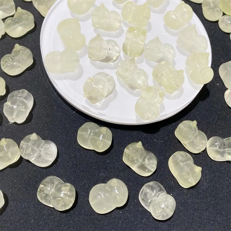 

5PCS Natural Lemon Citrine Cartoon Cat Bead Pendant Bead Healing Fengshui Gemstone Home Decoration Gifts 12.6X17X12.8MM
