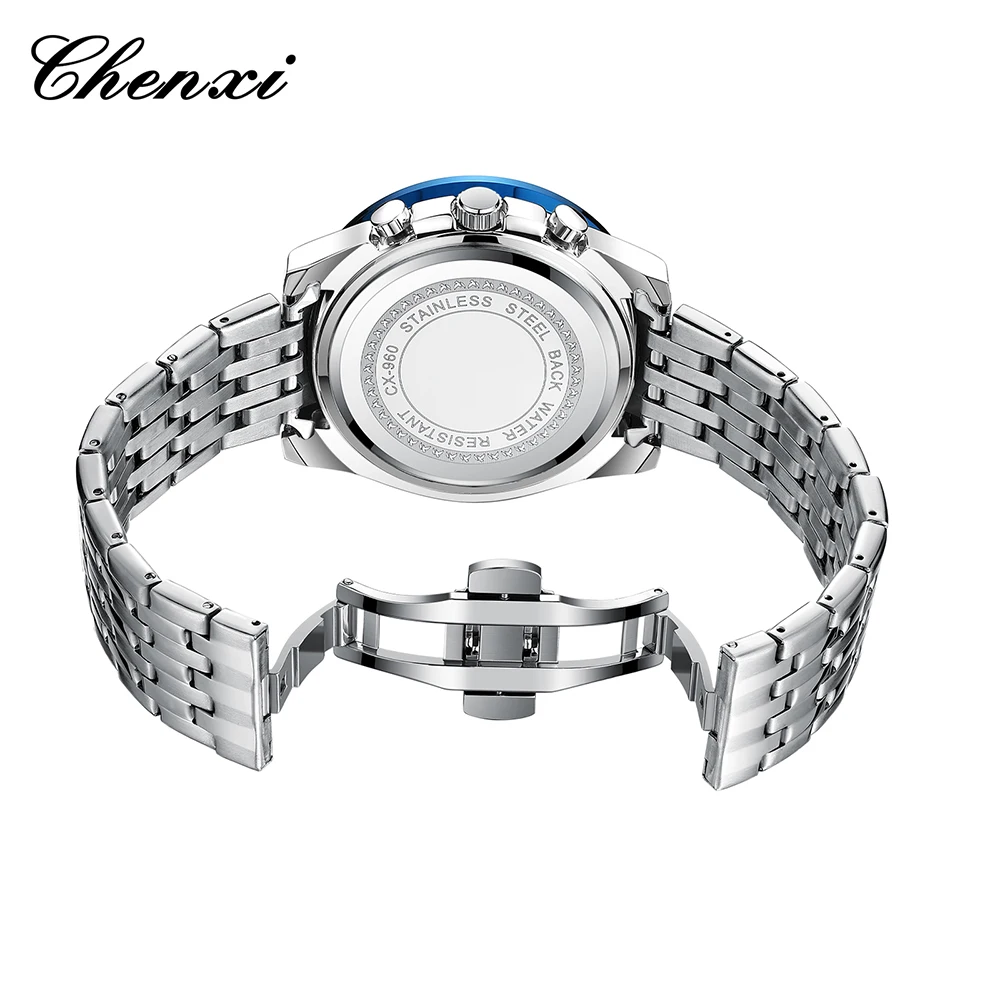 CHENXI Fashion Quartz Men's Watch Multi-functional Outdoor Sports Stopwatch Luminous Stainless Steel Band Business Men Watches