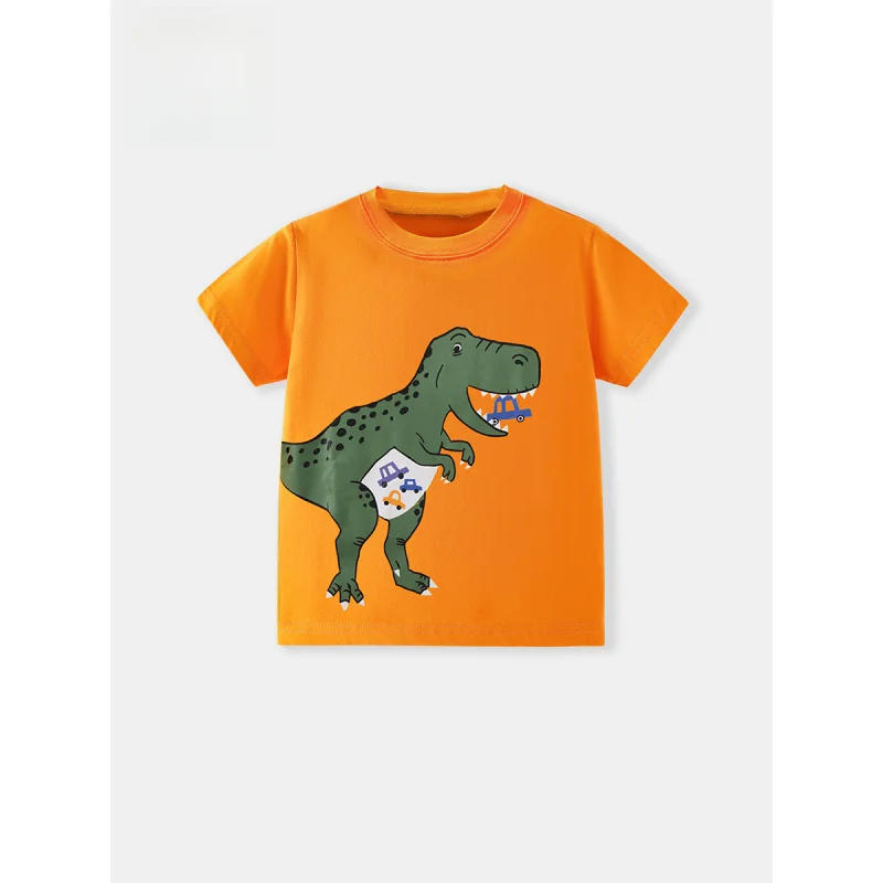 

3-8Summer new children's short-sleeve shirt artoon Animal Print Crew Neck-Shirt