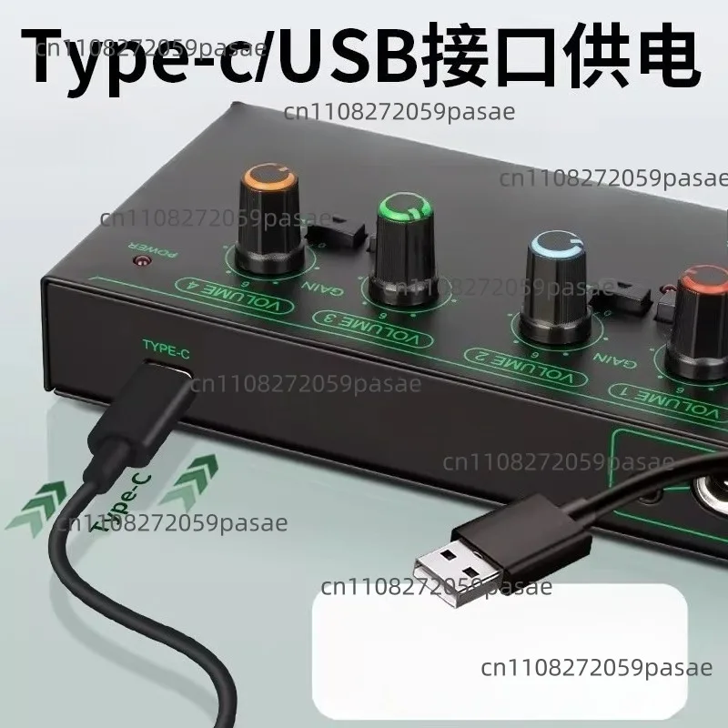 Audio Mixer Combiner One Minute Four Microphone Distribution 2 In 8 Out 6.5 Stereo Isolated Cable 3.5 Multi