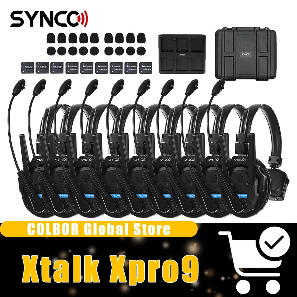 

SYNCO Xpro9 400m LOS Reliable Range MasterFree Single-ear 2.4G Wireless Intercom Headset System for Live Streaming