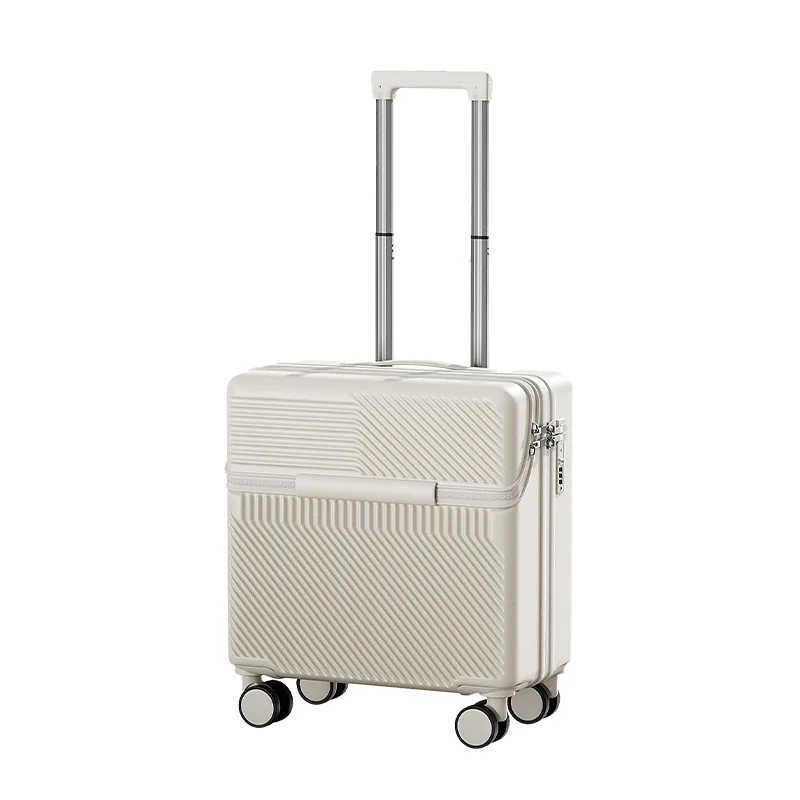 Maleta de viaje con apertura frontal de 18 pulgadas, Maleta con contraseña para equipaje, Maleta de embarque de cabina con puerto de carga USB, portavasos