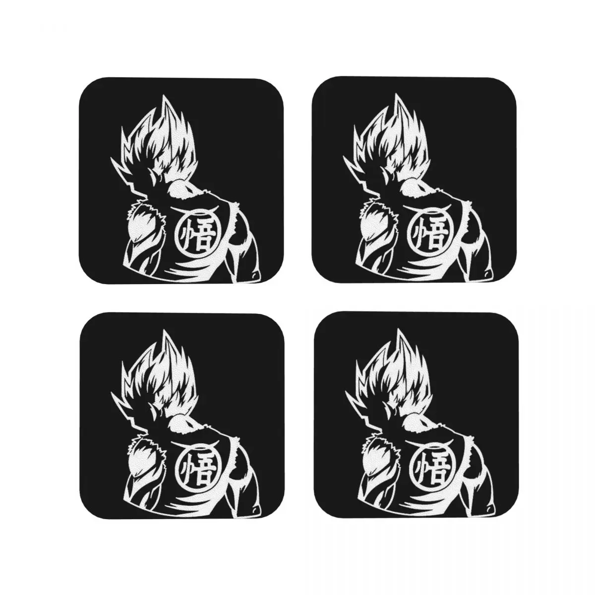 Copy Of Vegeta Back Log Coasters Kitchen Placemats Waterproof Insulation Cup Coffee Mats For Decor Home Tableware Pads Set of 4