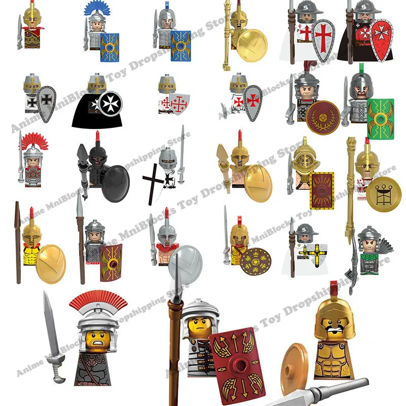 Anime Movies 300 Spartan Medieval Roman Soldier Warrior mini action toy figures building blocks kid Assembly toys model dolls