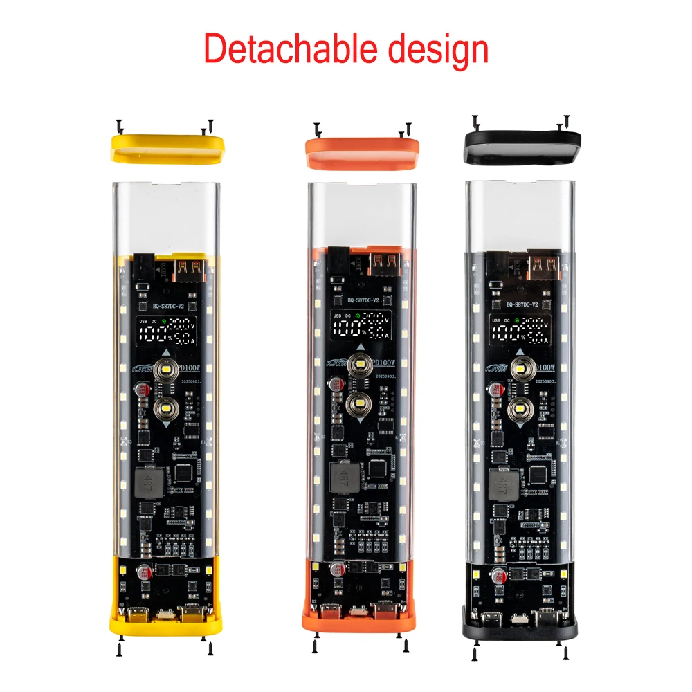 PD 100W Super-Schnell-Ladegerät Powerbank-Kit, lötfrei, 8-Zellen 21700 Batteriehalter, DIY-Ladegerät, transparente Hülle – Detail 13