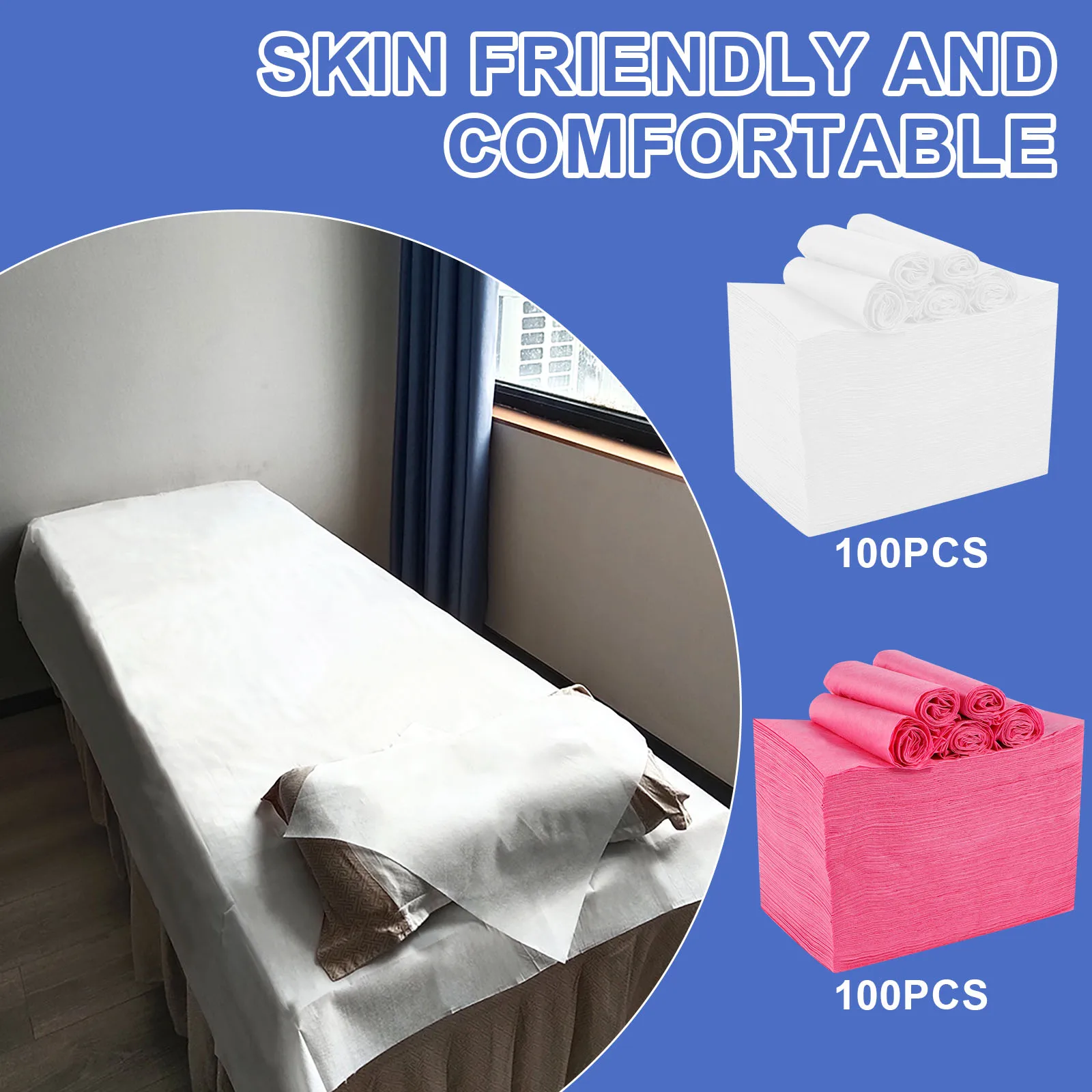 100Pcs Massage Table Sheets Nonwoven Spa Bed Sheets Comfortable Spa Table Sheets Breathable Salon Bed Sheets Portable Massage