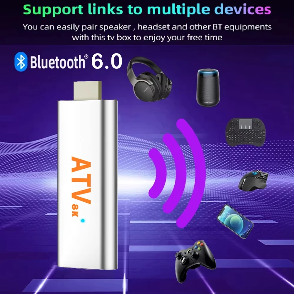 2026 Q15 ATV TV Stick Android 16 Allwinner H313 Dual WiFi Bluetooth 6.0 8K Ultra HD 8GB+256GB Voice Remote Google Assistant view 4