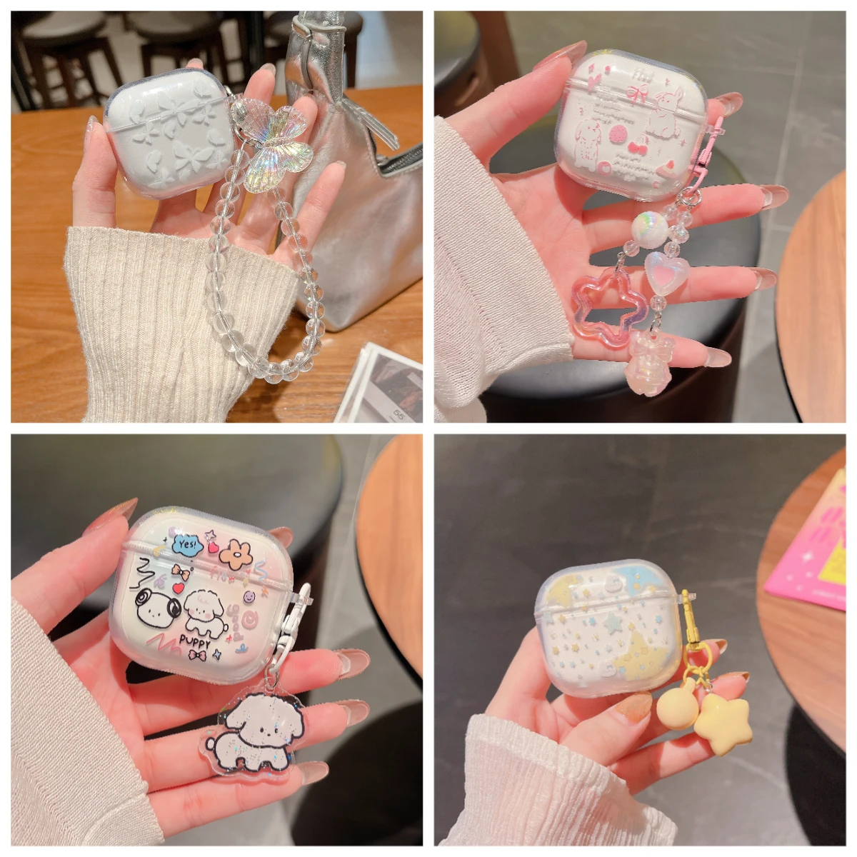 Gradient Sky Blue Earphone Case With Butterfly Knot Star Pendant Cover For AirPods 4 3 For AirPods 1 2 3 4 Pro3 Pro2Generations - Image 4