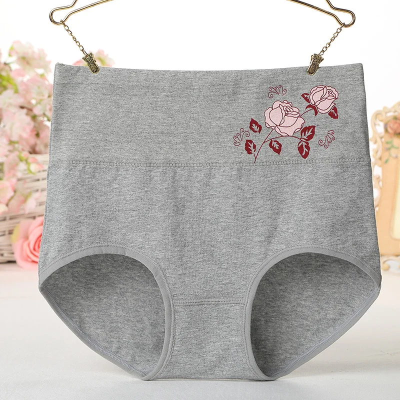 4Pcs/Lot Cotton Panties Women High Waist Underwear Plus Size Briefs Girl Abdomen Slimming Shapewear Female Postpartum Underpants