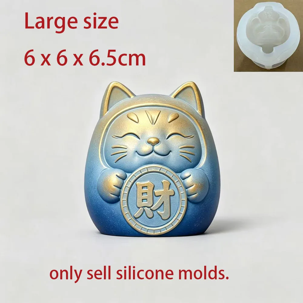 3D Japanse gelukskat siliconen mal DIY cement gips kaars hars mal Maneki Neko Daruma zeep klei knutselmal bureau decoratie