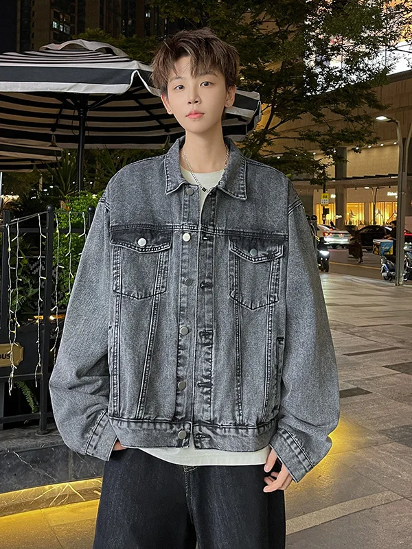 

Джинсовая куртка свободного кроя в уличном стиле, ретро, крутой бренд, осенне-зимняя верхняя одежда, молодежная повседневная мода