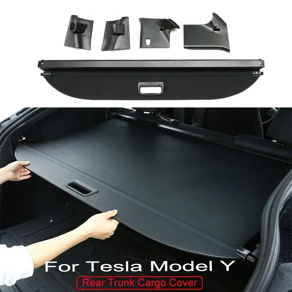 For Tesla Model Y Trunk Cover Roller Curtain Cargo Cover Curtain Rear Luggage Carrier Tailgate Trunk Shade Bulkhead Accessories