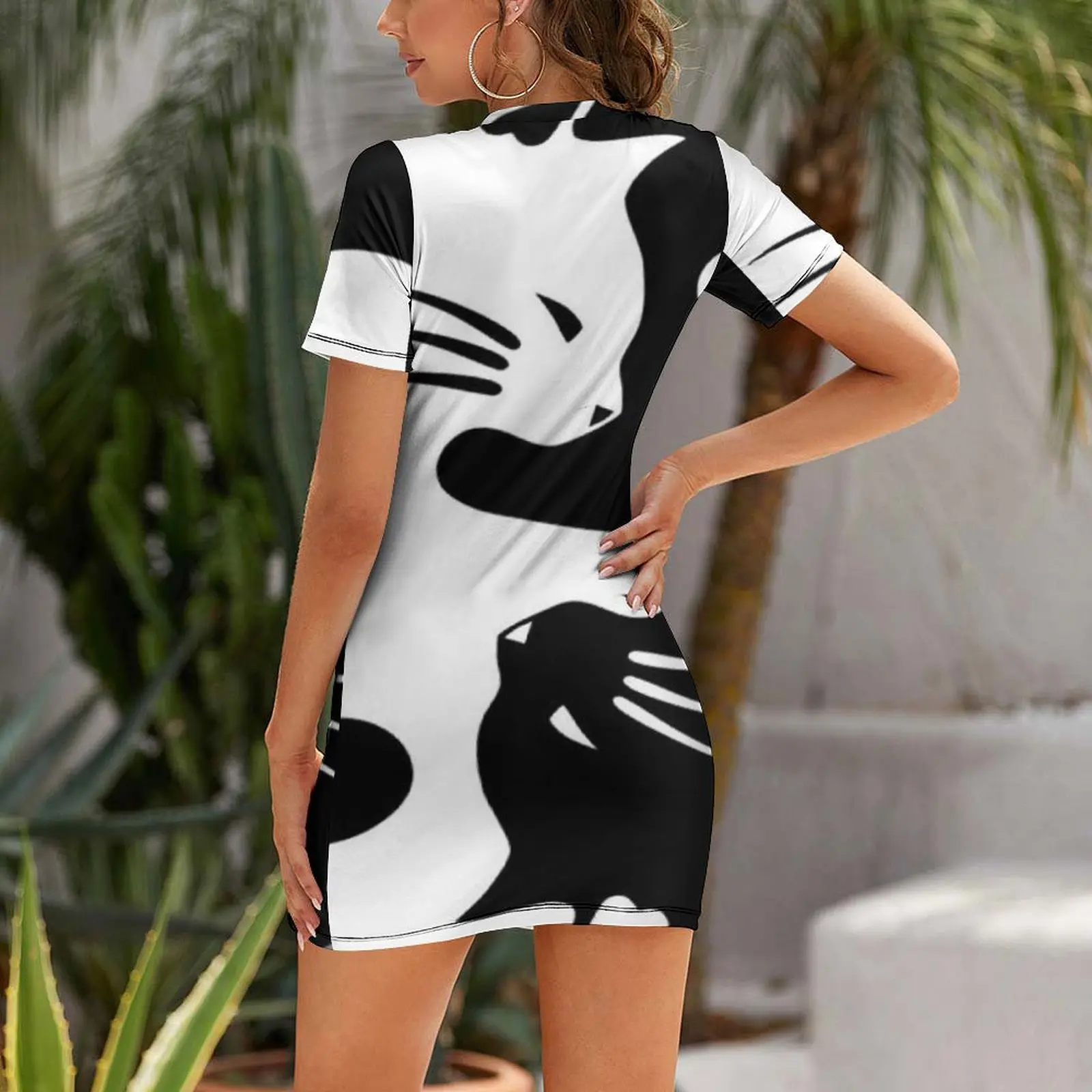 yin and yang cats Short Sleeved Dress woman dress summer women's suit dresses summer woman 2025 Dress