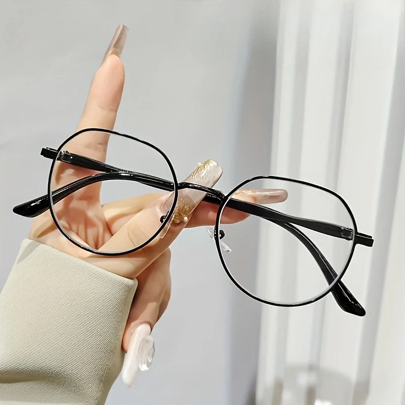 【+100~+400】Einfache klassische Damen-Lesebrille mit rundem Metallrahmen, geeignet zum täglichen Lesen und Tragen von Brillen – Detail 5