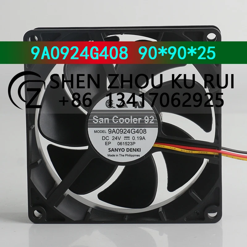 Original new Sanyo 24V 0.19A 9025 90X90X25MM 9CM Inverter Alarm Axial Flow Three-wire 9A0924G408 Cooling Fan