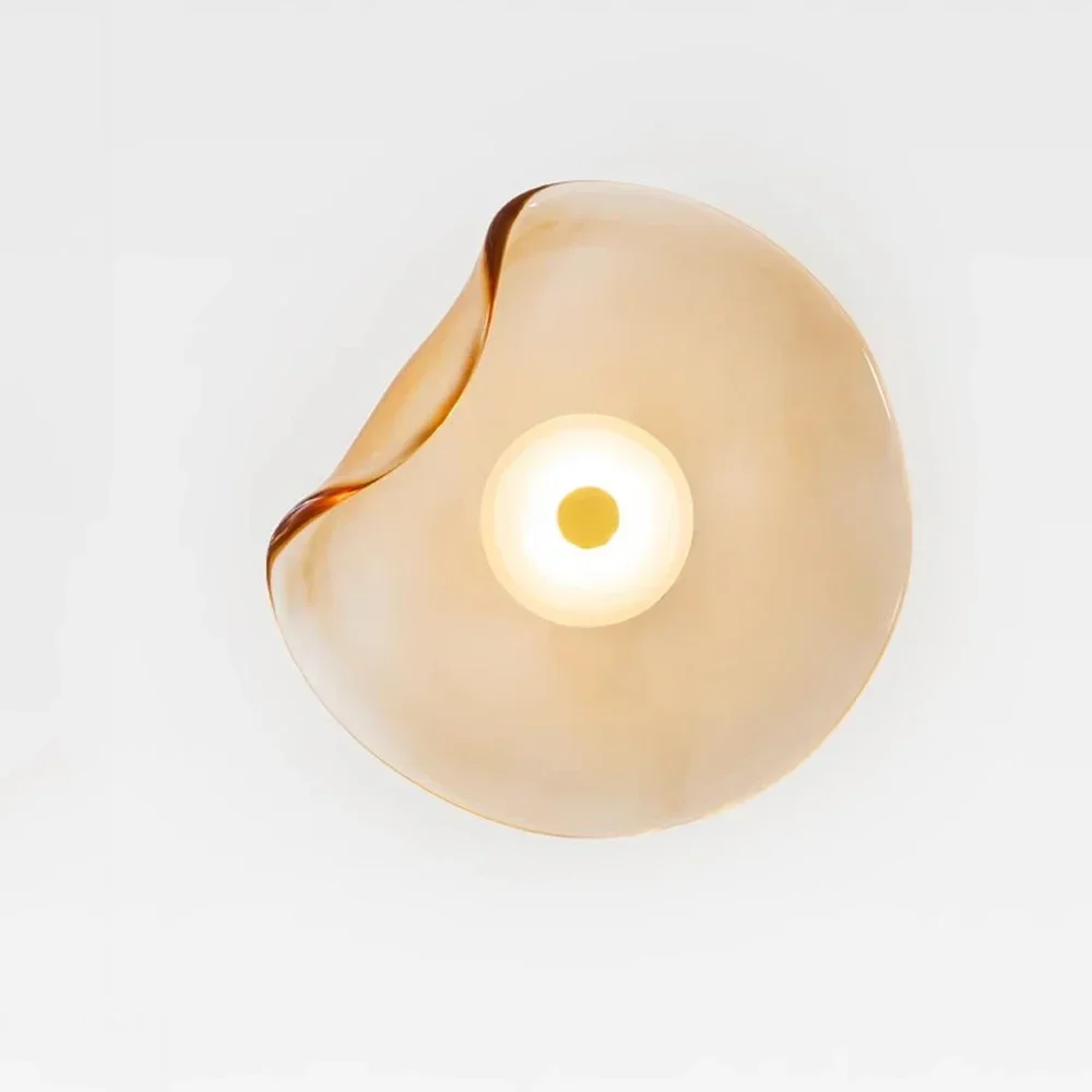 Atmosphere Ideal for Various Home Interiors High Quality Wall Lamp Curved Yellow Glass Shade Diffuses Light Gently Creates Cozy