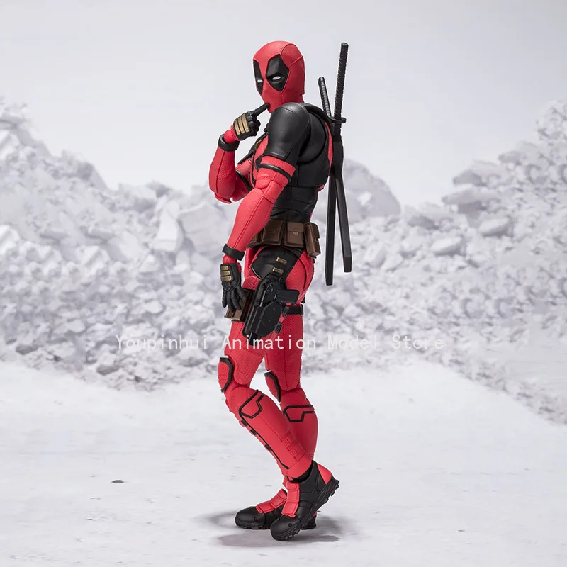 الصندوق الأصلي بانداي SHF في صدمة مارفل ديدبول ولفيرين مجموعة الشكل النهائي أطقم منمذجة أنيمي لعبة الحركة الكاملة هدية للطفل