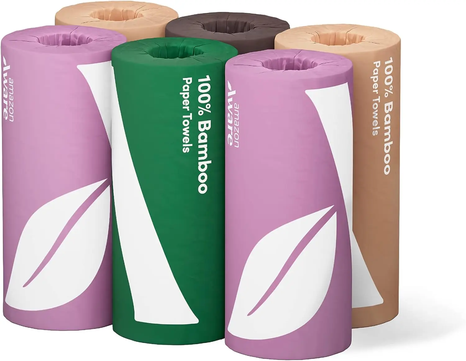 

Eco-Friendly Bamboo Paper Towels, 6 Rolls, 2-Ply, FSC Certified, Plastic-Free, Multicolor